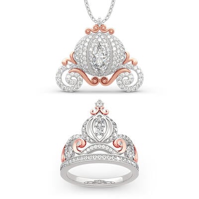 Jeulia "Cinderella's Dream" Pumpkin Carriage Sterling Silver Jewelry Set