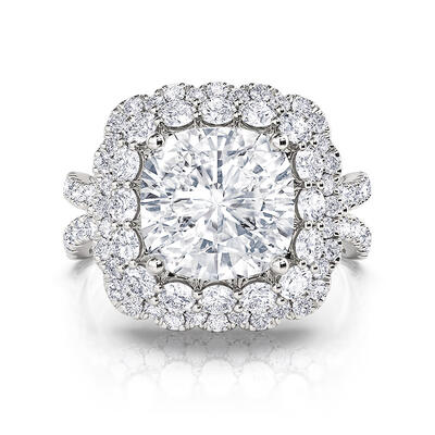 Jeulia Vintage Floral Halo Engagement Ring Twist Sterling Silver