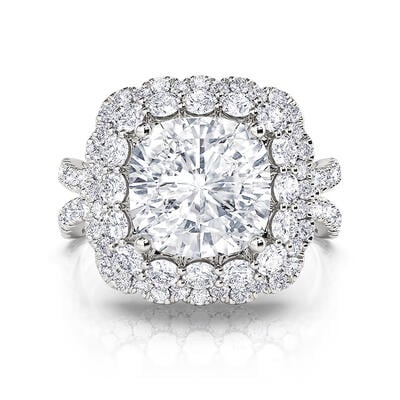 Jeulia Vintage Floral Halo Engagement Ring Twist Sterling Silver