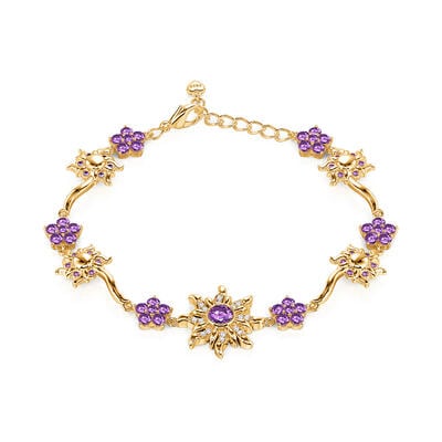 Jeulia Modisches Goldenes Sonnenblumen Armband mit Lila Stein
