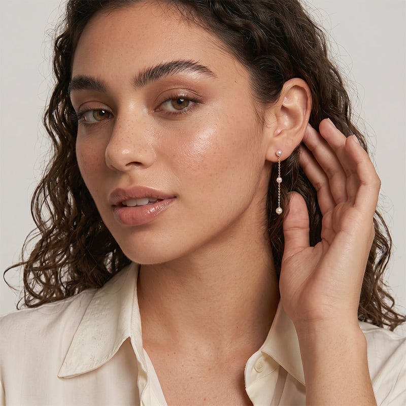 "Un Amour Éthéré" Boucles d'Oreilles Tombantes Perles d'Eau Douce 5,5-6,0 mm