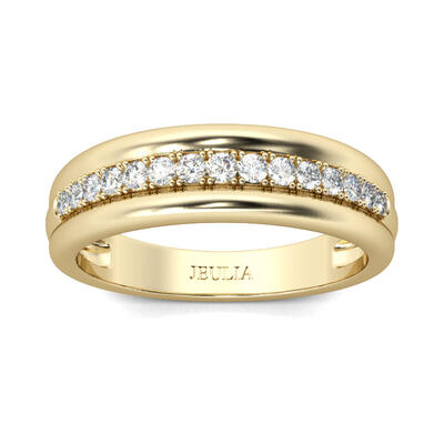 Jeulia Gold Tone Round Cut Sterling Silver Men's Band