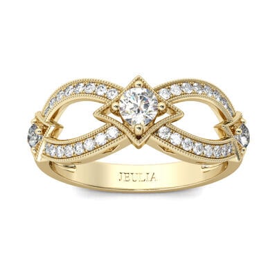 Jeulia Gold Tone Infinity Round Cut Sterling Silver Women's Band