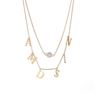 Jeulia Double Layer Name Personalized Sterling Silver Necklace