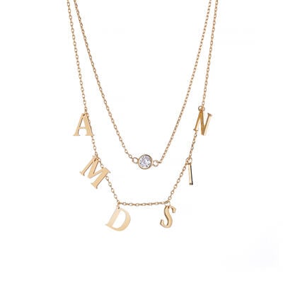 Jeulia Collar de Plata Esterlina Personalizado con Nombre de Dos Capas