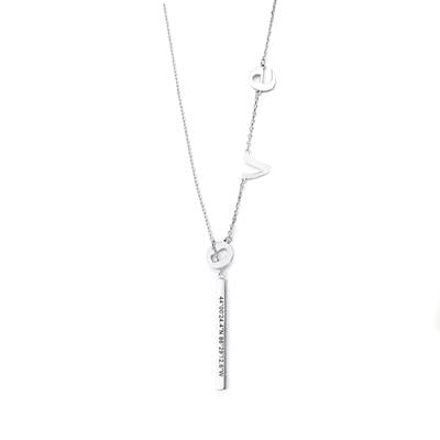 Jeulia “LOVE” Vertical Bar Personalized Sterling Silver Necklace