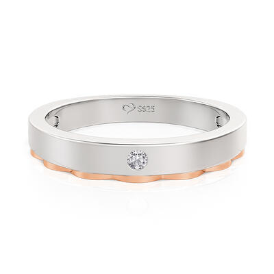 Jeulia Two Tone Prince Cloak Men's Wedding Band Round Cut