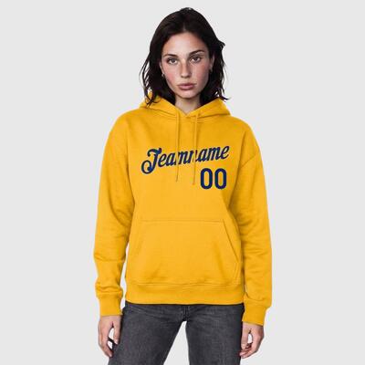 Custom Stitched Gold Sports Pullover Hoodie Breathable Comfortable Ideal for Sports Custom Team Name & Chosen Number