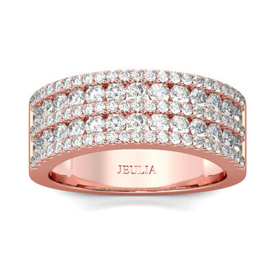 Jeulia Classic Round Cut Sterling Silver Women's Band