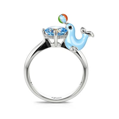 Jeulia Hug Me "Naughty Seal" Round Cut Sterling Silver Ring