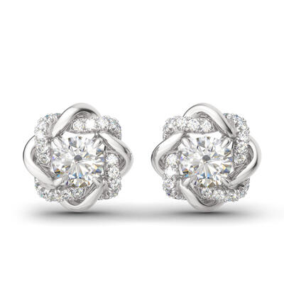Jeulia Knot of Love Sterling Silver Stud Earrings