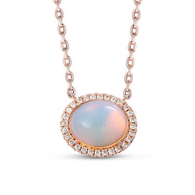 Jeulia Collier Pierre de lune Halo Argent Sterling