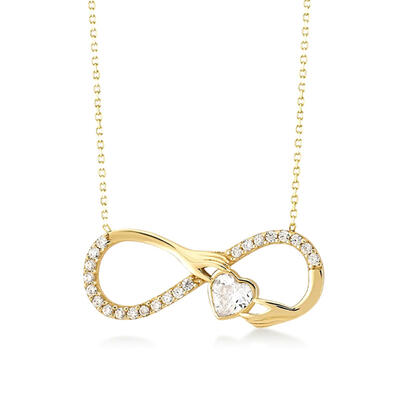 Jeulia "Infinity Love" Heart Cut Sterling Silver Claddagh Necklace