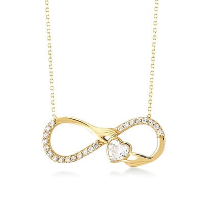 Jeulia "Infinity Love" Heart Cut Sterling Silver Claddagh Necklace