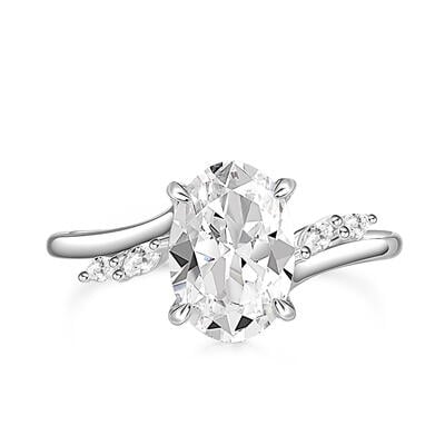 Jeulia Bypass Oval Cut Sterling Silver Engagement Ring