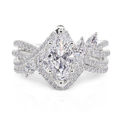 Jeulia Marquise Wedding Ring Set Twist Design 2PCS Sterling Silver