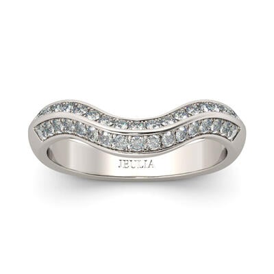 Jeulia Curved Round Cut Sterling Silver Women's Band
