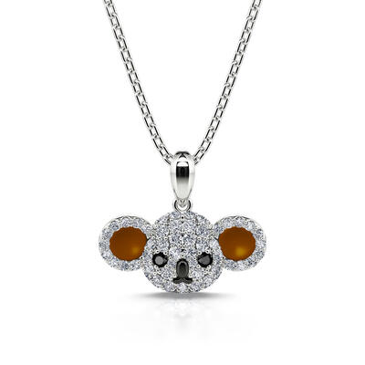 Jeulia "Little Lovable Koala" Pendant Sterling Silver Necklace