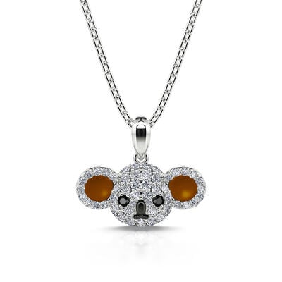Jeulia "Little Lovable Koala" Pendant Sterling Silver Necklace