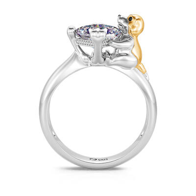 Jeulia Hug Me "Friendly Puppy" Princess Cut Sterling Silver Ring