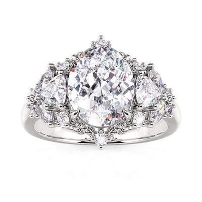 Jeulia Anillo de Compromiso Mariposa de Tres Piedras de Plata de Ley