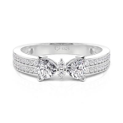 Jeulia Custom Double Row Bow Engagement Ring With Birthstone