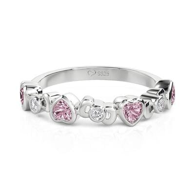Jeulia Cute Bow Heart Ring for Women Sterling Silver