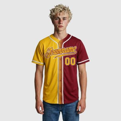 ベースボール ジャージ ゴールド・レッド グラデーション 名前 チーム名 ロゴ 番号入り カスタマイズ 男女兼用