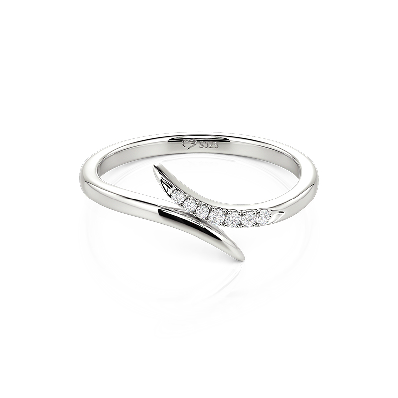 Jeulia Parallel Meet Minimalist Women's Bypass Wedding Band