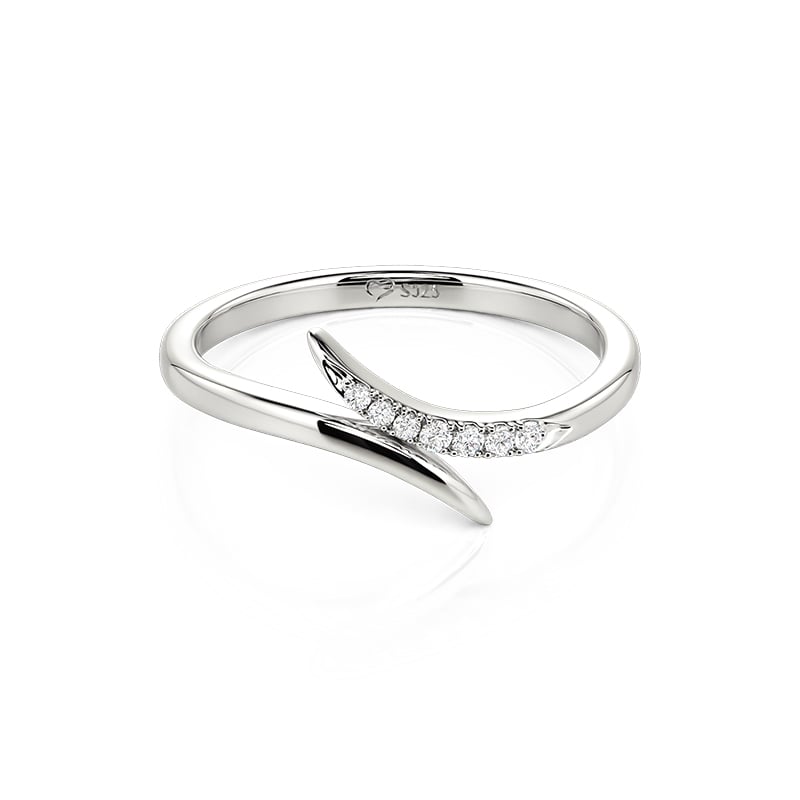 Jeulia Parallel Meet Minimalist Women's Bypass Wedding Band