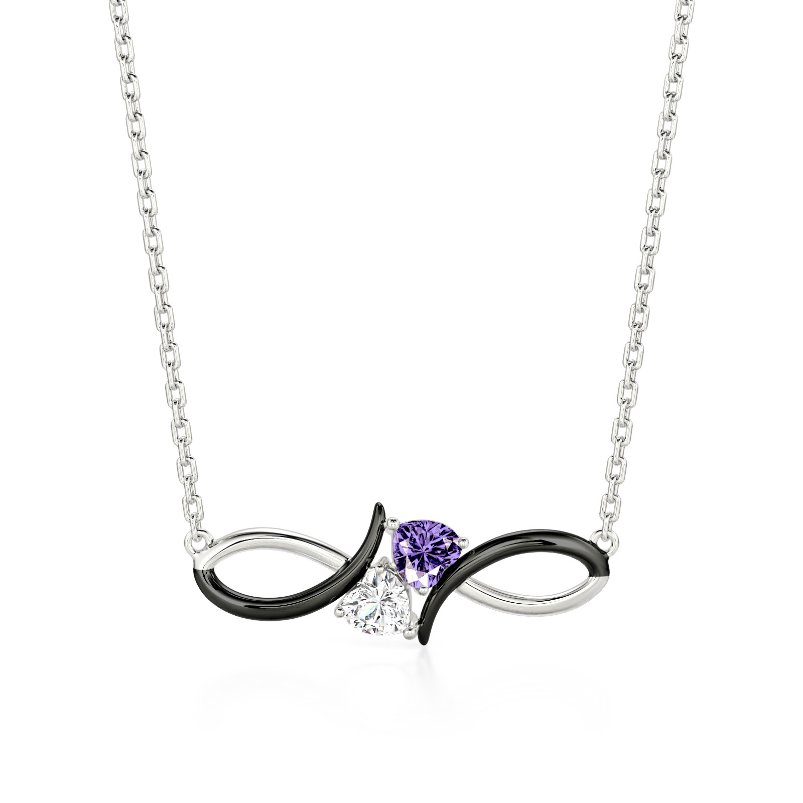 Jeulia Parallel Meet Custom Birthstone Infinity Necklace