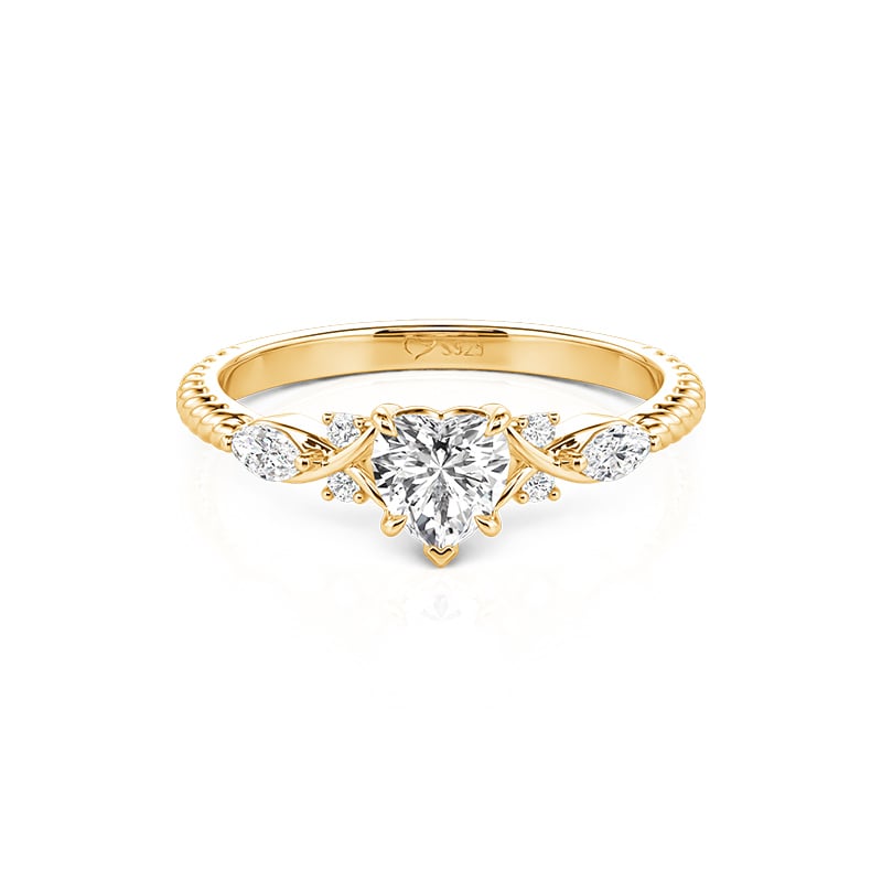 Jeulia Bague de Promesse Cœur Torsadé Infini Doré pour Femme