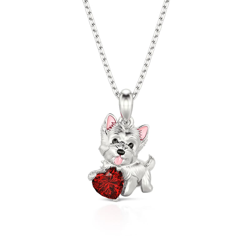 Jeulia Petland Custom Westie Puppy Necklace with Birthstone