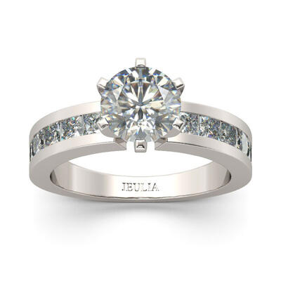 Jeulia Invisible Setting Round Cut Sterling Silver Ring