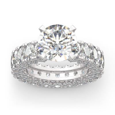 Jeulia Round and Oval Cut Eternity Sterling Silver Ring