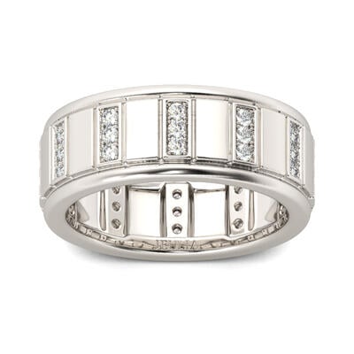Jeulia Classic Round Cut Sterling Silver Men's Band