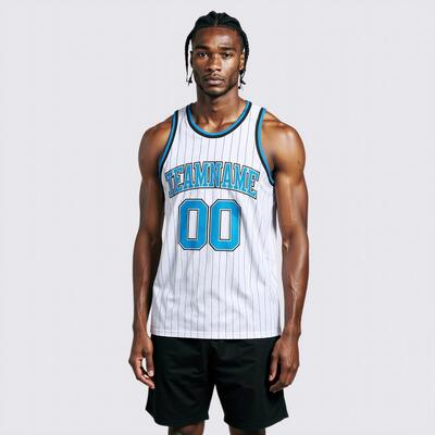 Custom Pinstripe White Basketball Jersey - Authentic Quality, Clean Stripes, Fashion Fit