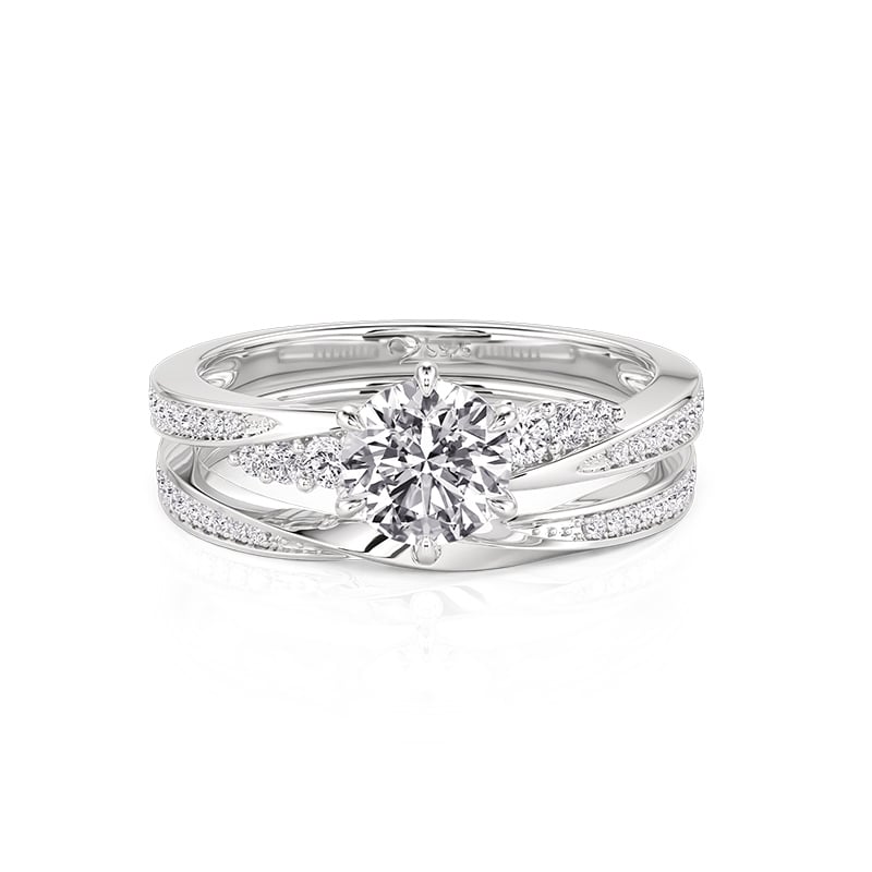 Jeulia Simple Twist Round Cut Engagement Ring Set