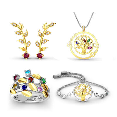 Jeulia Conjunto de joyas de plata de ley del árbol de la vida