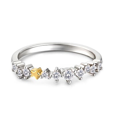 Jeulia "Always & Forever" Star Design Sterling Silver Women's Band