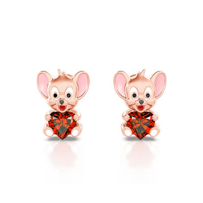 Jeulia Hug Me "Lovely Mouse" Heart Cut Sterling Silver Earrings