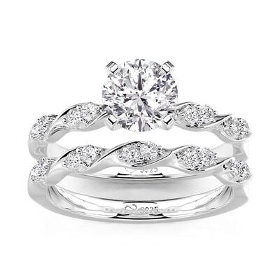 Jeulia Simple Twisted Round Cut Bridal Set 2PCS