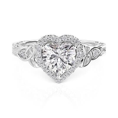 Jeulia Vintage Celtic Knot Heart Halo Scrollwork Engagement Ring