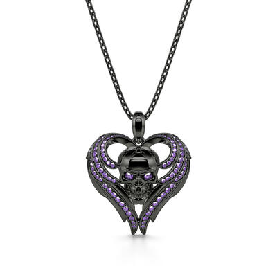 Jeulia "Angel Wings" Skull Design Sterling Silver Necklace