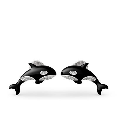 Jeulia Orca Killer Whale Sterling Silver Earrings