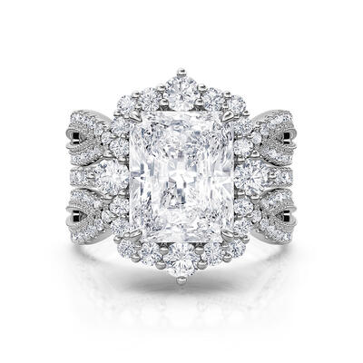 Jeulia Interchangeable Halo Engagement Ring Set Twisted Radiant Cut Sterling Silver