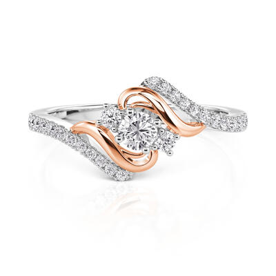 Jeulia Amore Custom Wave Engagement Ring with Three Birthstones