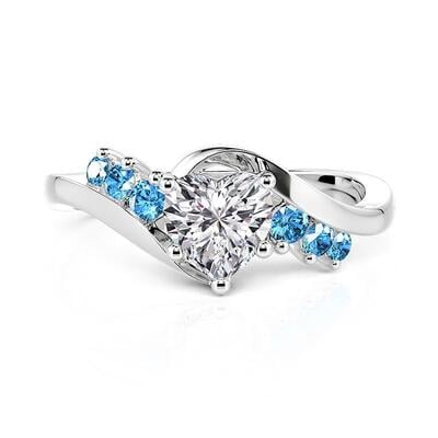 Jeulia Custom Bypass Heart Engagement Ring With Birthstone