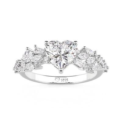 Jeulia Olivetta Leaf Motif Cluster Heart Engagement Ring