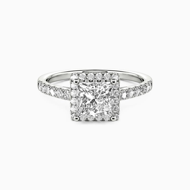 "Evergreen" Princess Cut Halo Engagement Ring